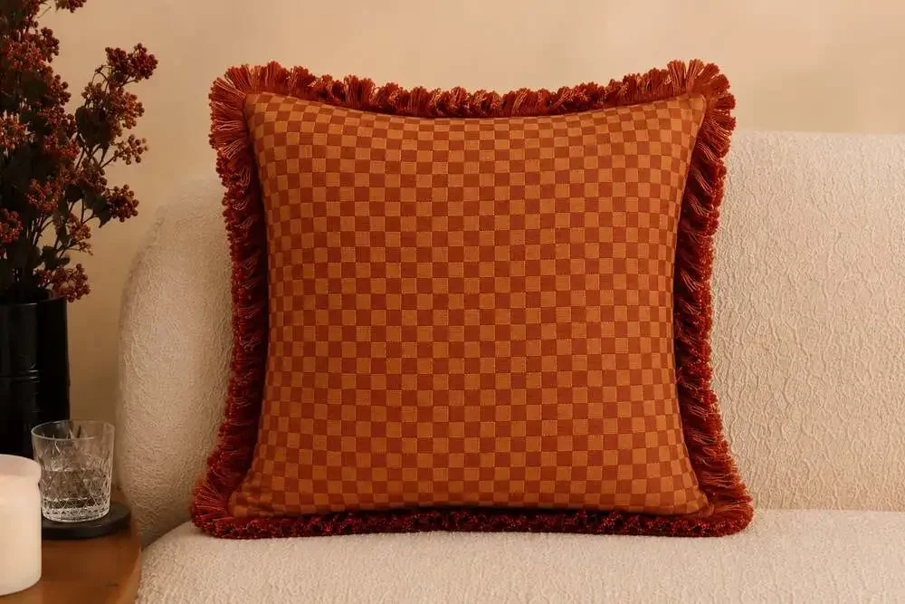 Soho Home Margeaux Cushions Rust Velvet Feather Throw Pillows Setof5